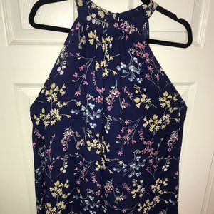 1x Woven Halter Top Navy/Multi-colored